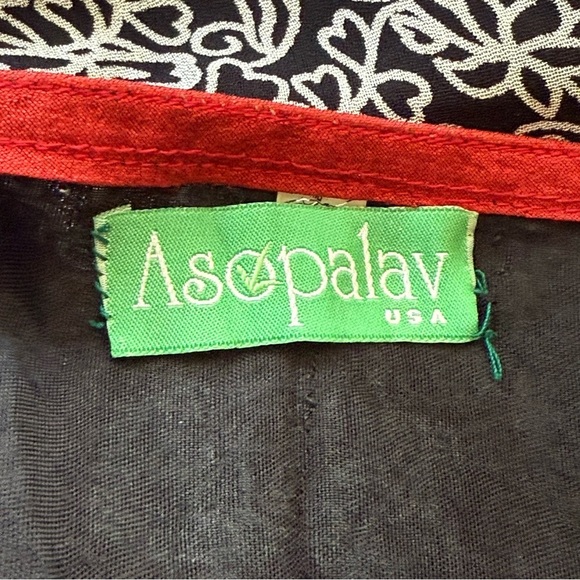 Asopalav Indian Salwar Kameez Black Red White XL Embroidered Lace Sheer Sleeves - Picture 11 of 15